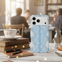ヴィンテージ フラワー ブルー アイフォン17ケース