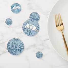 ヴィンテージ フラワー ブルー ティール トワール ド ジュー コンフェッティ