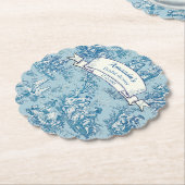 ヴィンテージ フラワー ブルー ティール トワール ド ジュー ペーパーコースター (アングル)