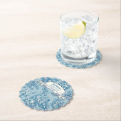 ヴィンテージ フラワー ブルー ティール トワール ド ジュー ペーパーコースター (インサイチュ)