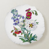 ヴィンテージ フラワー ブーケ 水彩画 ラウンドクッション (裏面)