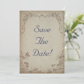 ヴィンテージ フラワー ベージュ Save The Date 招待状 (スタンド正面)