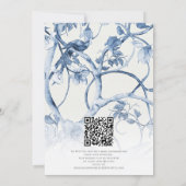 ヴィンテージ フラワー ホワイトとブルー シノワズリー ウェディング 招待状 (裏面)