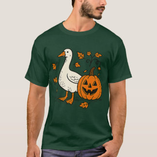 ヴィンテージ フラワー ボヘミアン シリー グース パンプキン かわいい ハロウィン Tシャツ