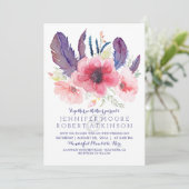 ヴィンテージ フラワー ボヘミア ウォーターカラー ウェディング 招待状 (スタンド正面)