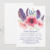 ヴィンテージ フラワー ボヘミア ウォーターカラー ウェディング 招待状 (正面/裏面)