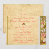 ヴィンテージ フラワー ボーダー ブライダル シャワー 招待状 (正面/裏面)