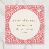 ヴィンテージ フラワー ミューテッド レッド かわいい オーダーメイド クリスマス フェイバータグ (裏面)