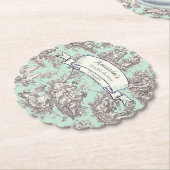 ヴィンテージ フラワー ミントグレー トワルドジュー ペーパーコースター (アングル)