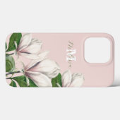 ヴィンテージ フラワー モクレン ピンク モノグラム 名前 Case-Mate iPhoneケース (裏面 (横))