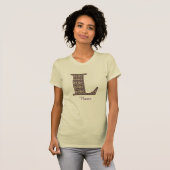 ヴィンテージ フラワー モノグラムイニシャルL 名前入り Tシャツ (正面フル)