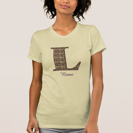 ヴィンテージ フラワー モノグラムイニシャルL 名前入り Tシャツ (正面)