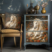 ヴィンテージ フラワー ユニコーン 草原 ファンタジー クッション