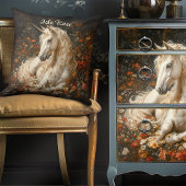 ヴィンテージ フラワー ユニコーン 草原 ファンタジー クッション