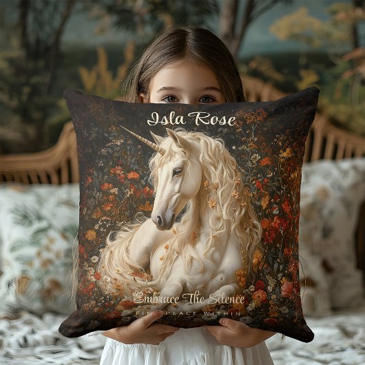 ヴィンテージ フラワー ユニコーン 草原 ファンタジー クッション