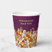 ヴィンテージ フラワー ラスティック プリムローズ バーガンディー ウェディング 紙コップ (裏面)