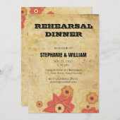 ヴィンテージ フラワー リハーサル ディナー カード (正面/裏面)