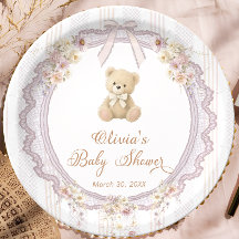 ヴィンテージ フラワー リボン ベビーシャワー We Can Bearly Wait