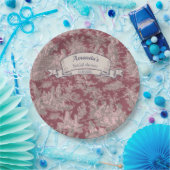 ヴィンテージ フラワー レッド ピンク トワール ド ジュー シャワー ペーパープレート (パーティー)