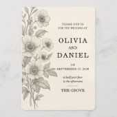 ヴィンテージ フラワー ロマンティック ガーデン ウェディング 招待状 (正面)