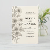 ヴィンテージ フラワー ロマンティック ガーデン ウェディング 招待状 (スタンド正面)