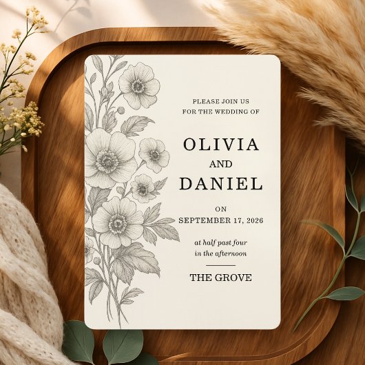 ヴィンテージ フラワー ロマンティック ガーデン ウェディング 招待状