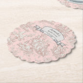 ヴィンテージ フラワー ローズ ゴールド トワール ド ジュイ シャワー ペーパーコースター (アングル)