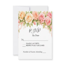 ヴィンテージ フラワー ローズ 結婚式 RSVP カード
