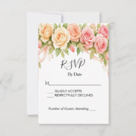 ヴィンテージ フラワー ローズ 結婚式 RSVP カード