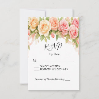 ヴィンテージ フラワー ローズ 結婚式 RSVP カード