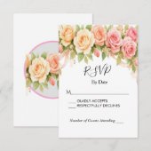ヴィンテージ フラワー ローズ 結婚式 RSVP カード (正面/裏面)