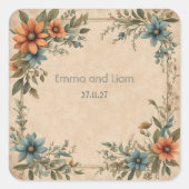 ヴィンテージ フラワー ワイン ラベル デザイン (正面)