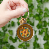 ヴィンテージ フラワー , ヴィンテージ スタイル, 花と丸い形 キーホルダー (手)
