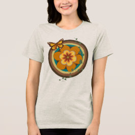 ヴィンテージ フラワー , ヴィンテージ スタイル, 花と丸 トライブレンドＴシャツ