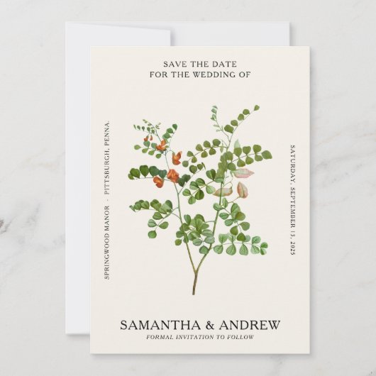 ヴィンテージ フラワー 保存日 招待状 (正面)