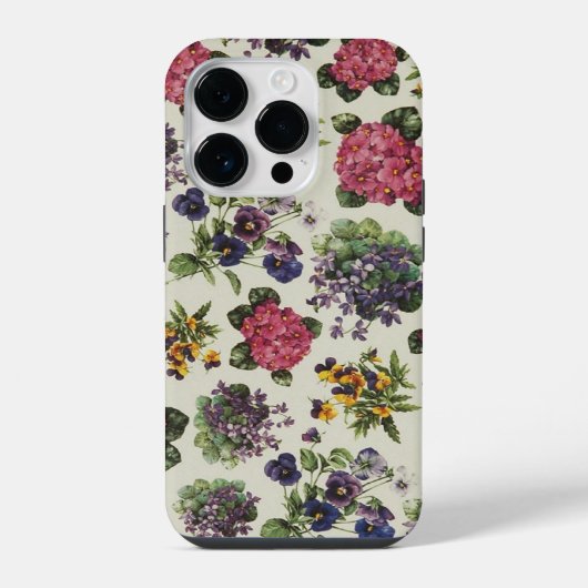 ヴィンテージ フラワー 壁紙 iPhoneケース (裏面)