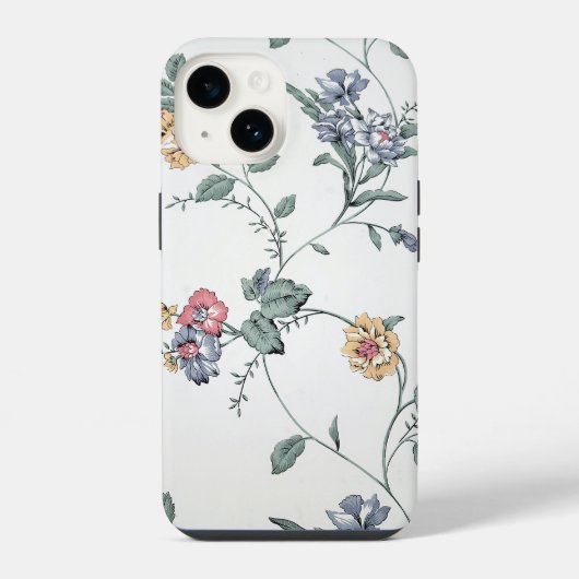 ヴィンテージ フラワー 壁紙 iPhoneケース (裏面)