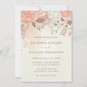 ヴィンテージ フラワー 春の庭園 ウェディング 招待状 (正面)