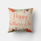 ヴィンテージ フラワー 花 開花 ハッピー マザーズ デー クッション (裏面)