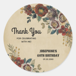 ヴィンテージ フラワー 誕生日 ありがとう ラウンドシール