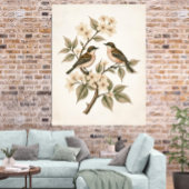 ヴィンテージ フラワー 鳥 植物画 ポスター