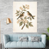 ヴィンテージ フラワー 鳥 植物画 ポスター