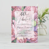 ヴィンテージ フラワー 40歳の誕生日パーティー招待状 招待状 (スタンド正面)