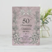 ヴィンテージ フラワー 50周年 結婚記念日 招待状 (スタンド正面)