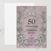 ヴィンテージ フラワー 50周年 結婚記念日 招待状 (正面/裏面)