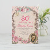 ヴィンテージ フラワー 80歳の誕生日 招待状 (スタンド正面)