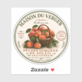 ヴィンテージ フランスのファーマーズマーケットの桃 シール (シート)