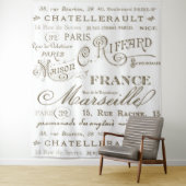 ヴィンテージ フランスの街の名前 セピア写真 背景ボード タペストリー (インサイチュ)