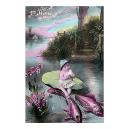 ヴィンテージ フランス語のエイプリル フール ポストカード ポスター