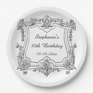 ヴィンテージ フランス スクロール 30歳の誕生日 ペーパープレート